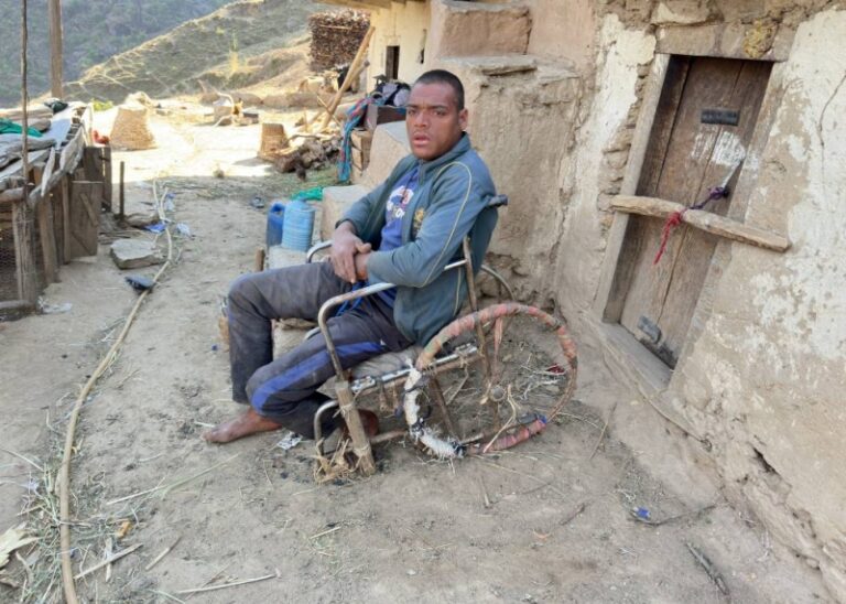 Bajura man struggles with dilapidated wheelchair, poverty