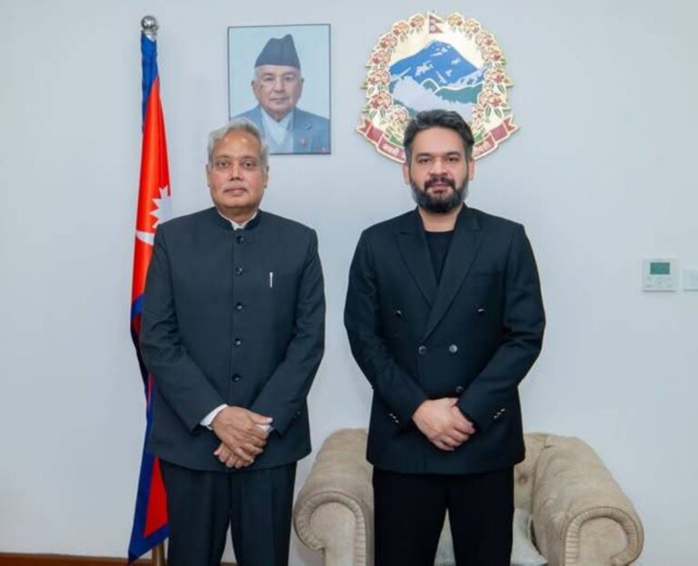 PM Shah meets Indian Ambassador Srivastava at Singha Durbar